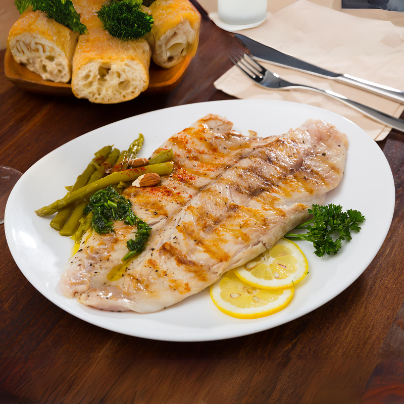 Filete de pescado al vapor con salsa de jengibre y cúrcuma