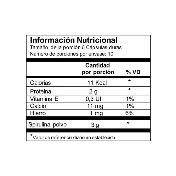 Spirulina Cápsulas Vegetales