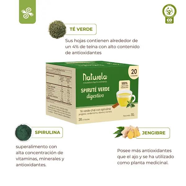 Spiruté Verde X 20 | Infusión Digestiva Con Spirulina